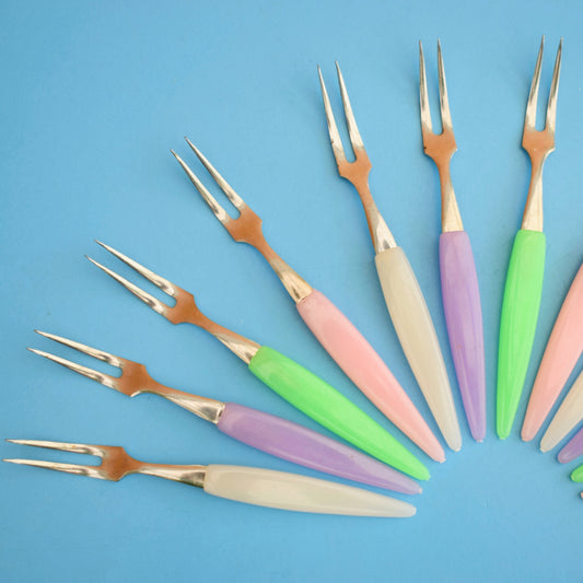 Vintage 1960s Little Pickle Forks- Pastels