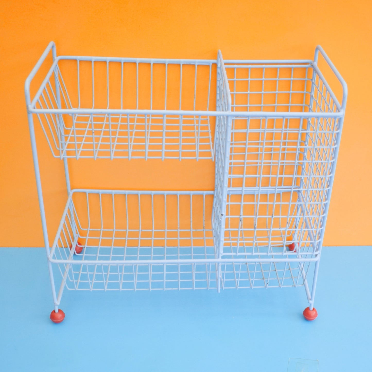 Vintage 1960s Wire Vegetable / Storage Rack - Blue