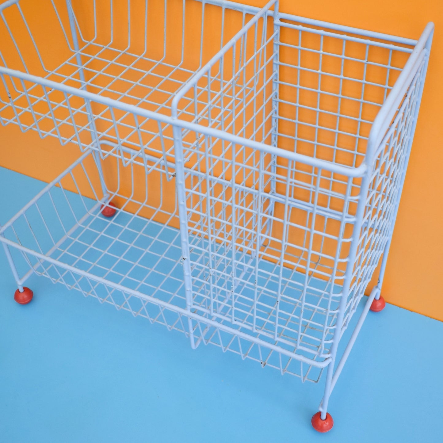 Vintage 1960s Wire Vegetable / Storage Rack - Blue