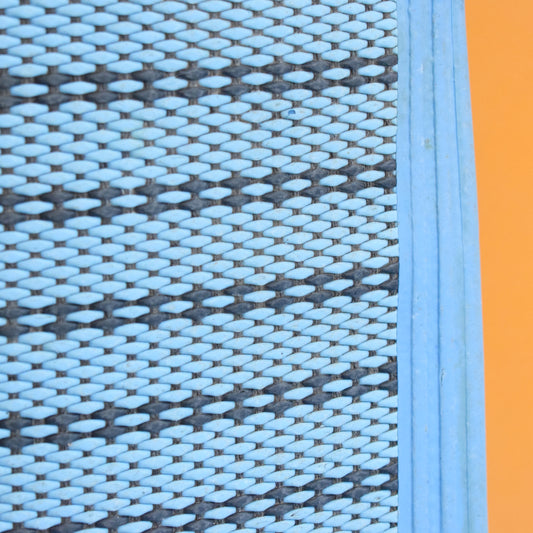 Vintage 1960s Plastic Woven Rug - Dandycord - Blue