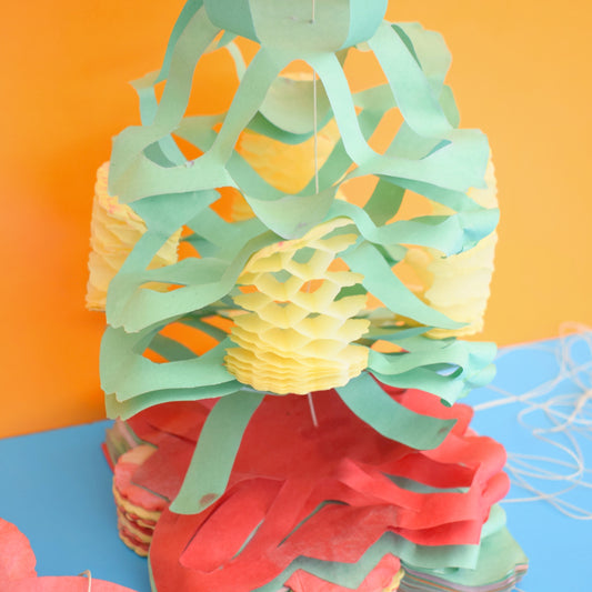 Vintage 1960s Honeycomb Paper Garlands x3