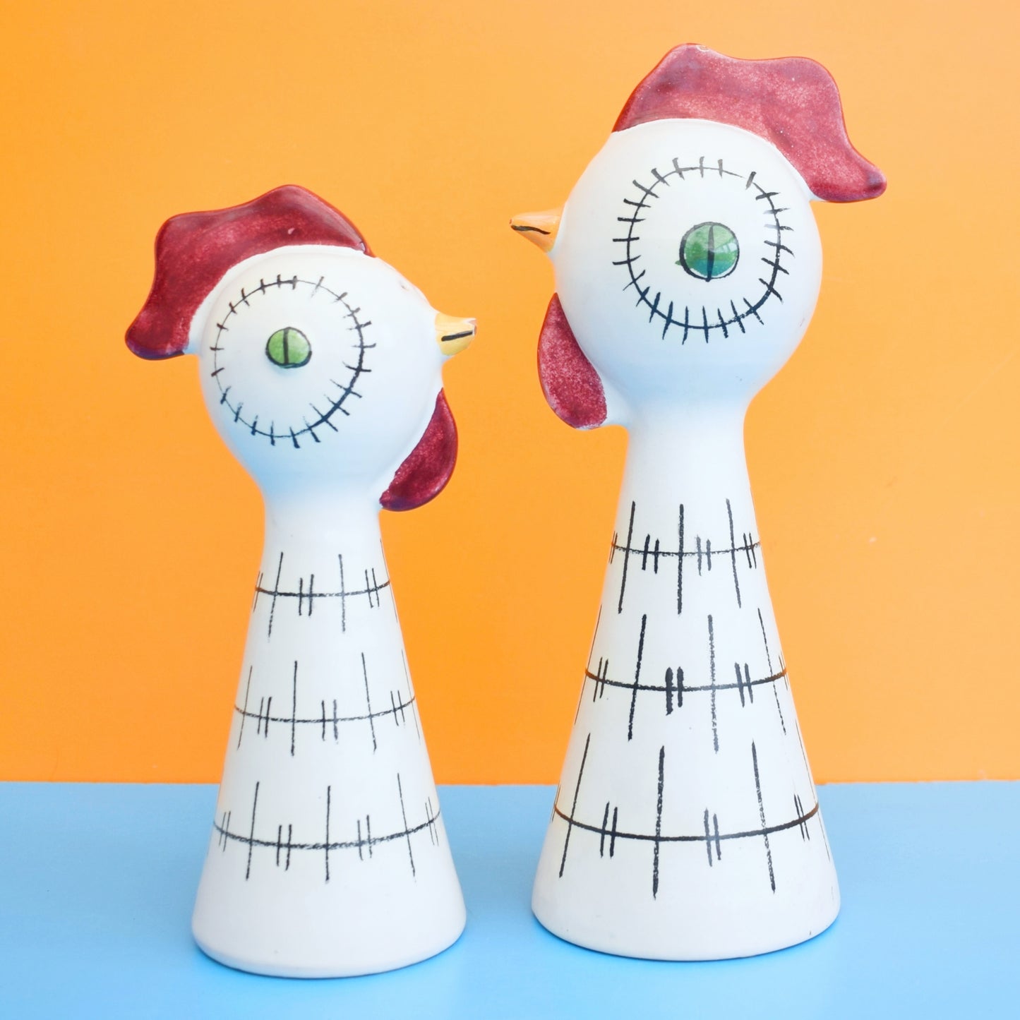 Vintage 1950s Italian Ceramic Rooster / Chicken Salt & Pepper - Montrose Bitossi