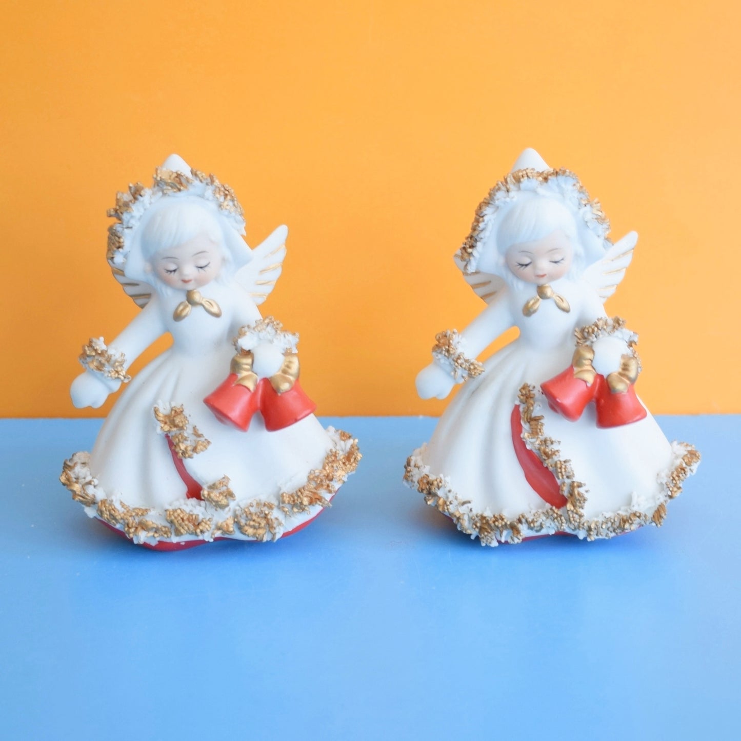 Vintage 1950s Ceramic Angel Candle Holders- Napco