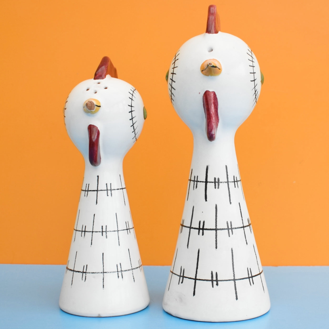 Vintage 1950s Italian Ceramic Rooster / Chicken Salt & Pepper - Montrose Bitossi