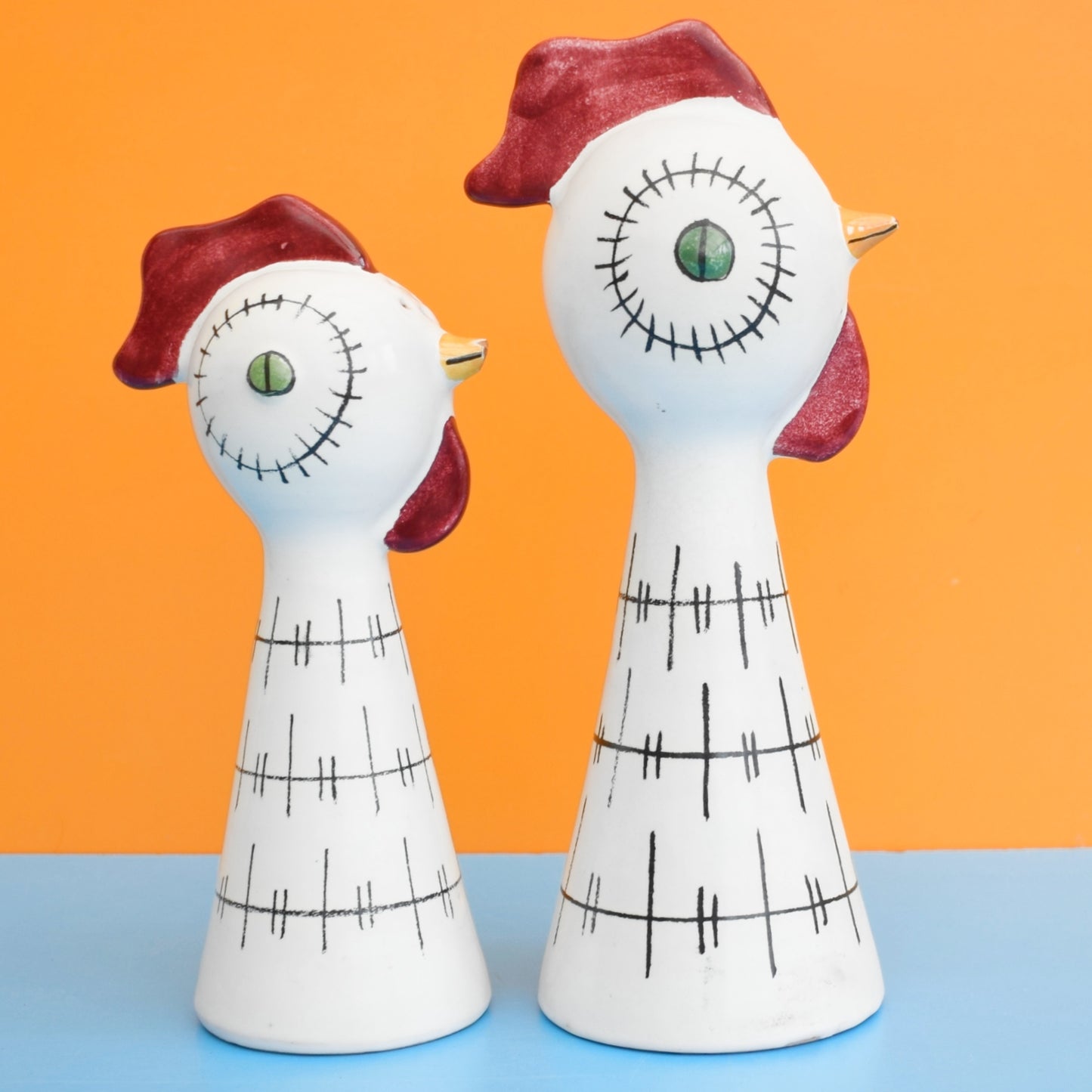 Vintage 1950s Italian Ceramic Rooster / Chicken Salt & Pepper - Montrose Bitossi