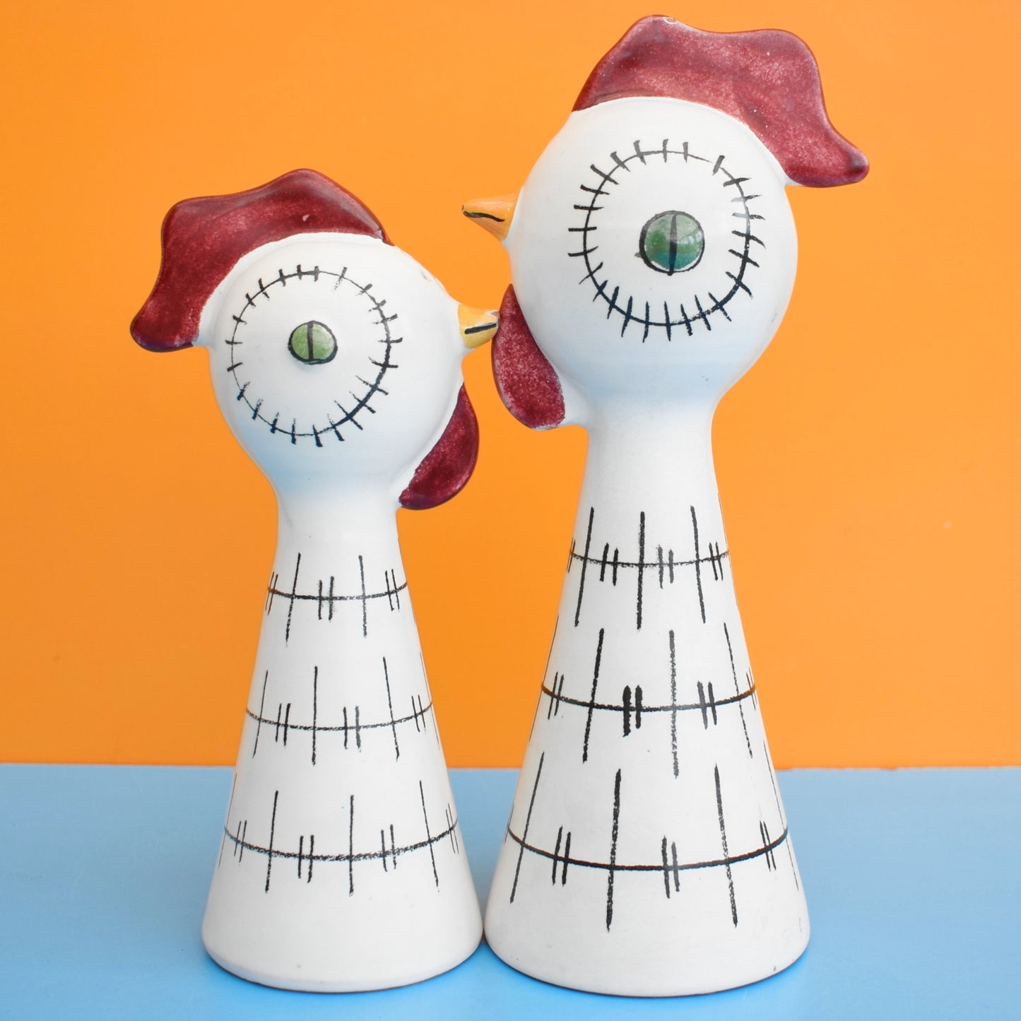 Vintage 1950s Italian Ceramic Rooster / Chicken Salt & Pepper - Montrose Bitossi