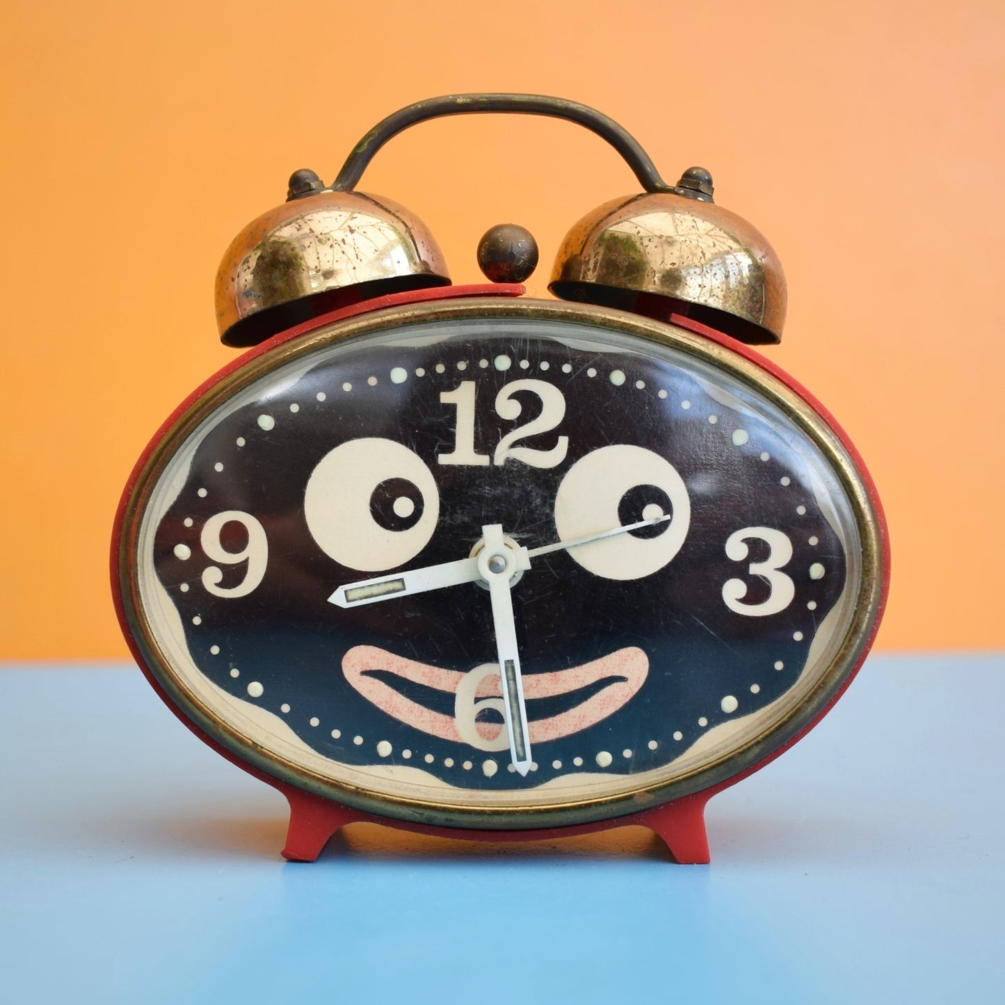 Vintage 1960s Face Alarm Clock - Mini - Red