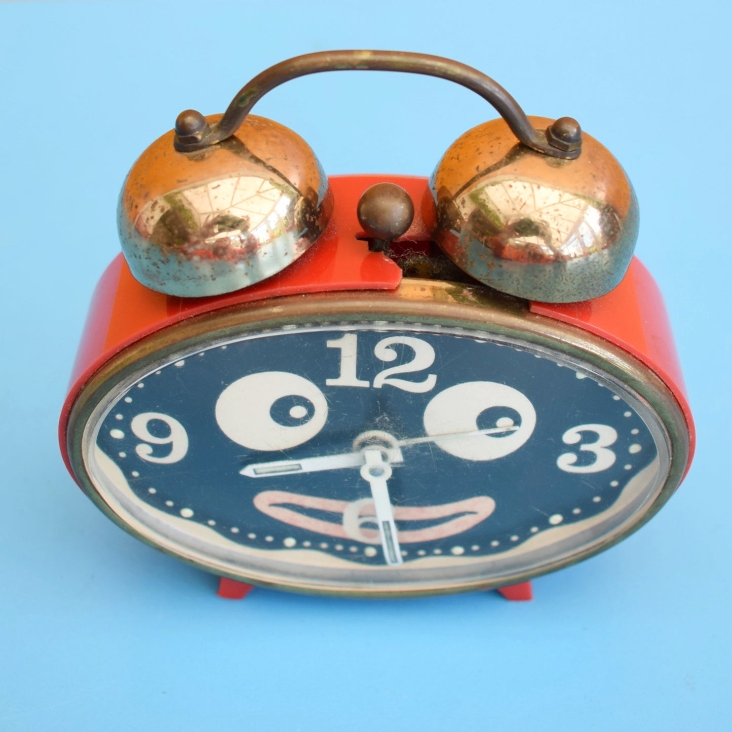 Vintage 1960s Face Alarm Clock - Mini - Red