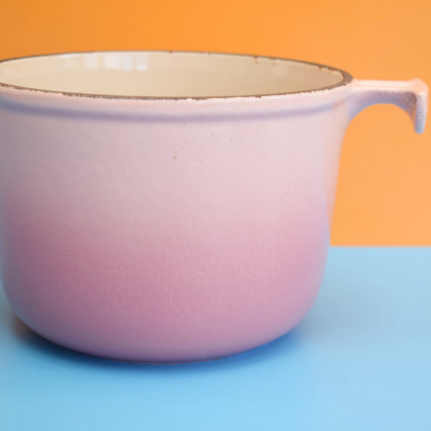 Vintage 1970s Le Creuset Enamel Fondue Pot - Pink