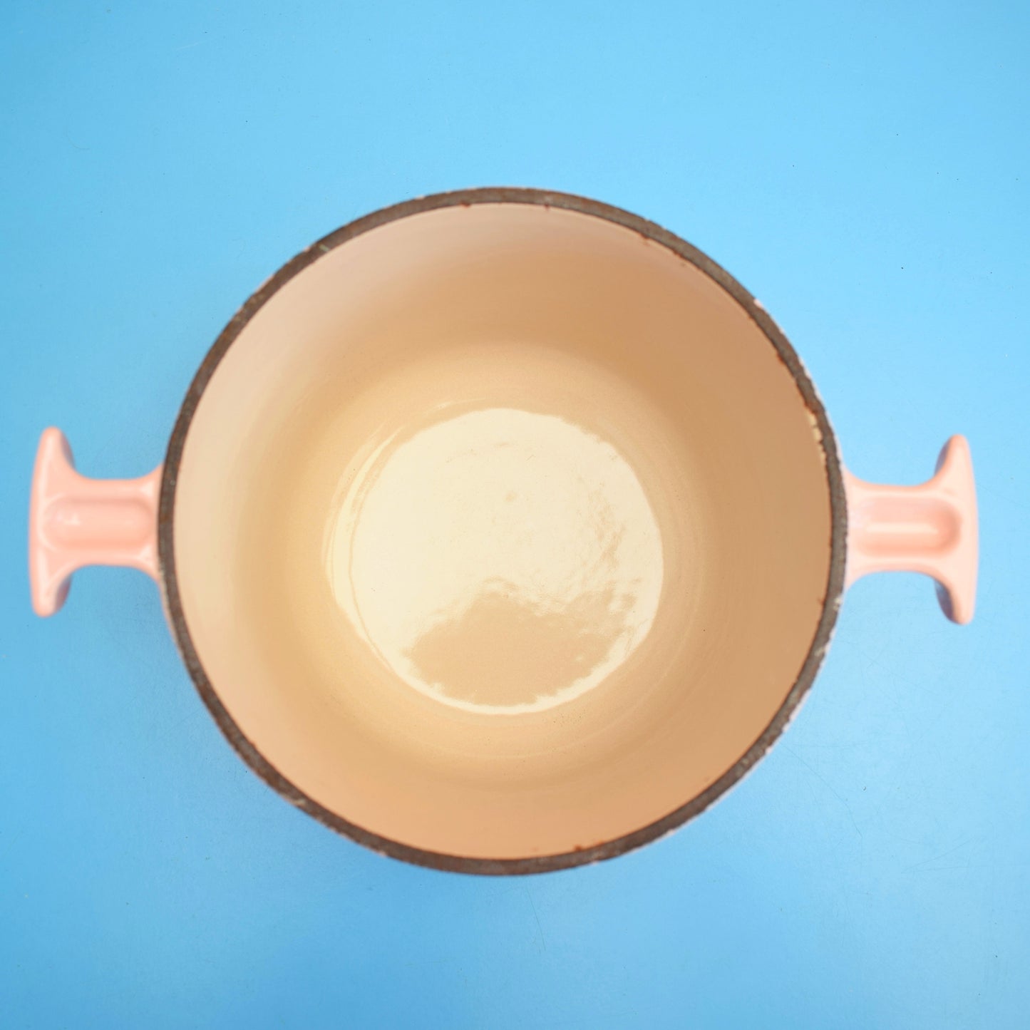 Vintage 1970s Le Creuset Enamel Fondue Pot - Pink