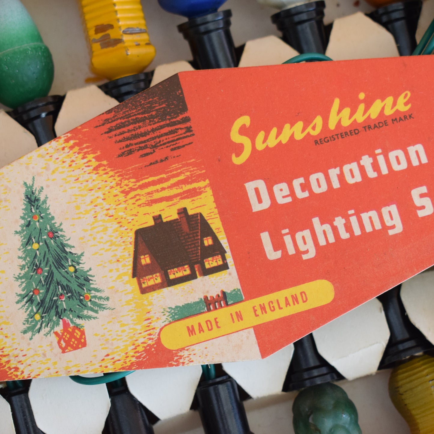Vintage 1950s Sunshine Decoration Lighting String Set - Boxed