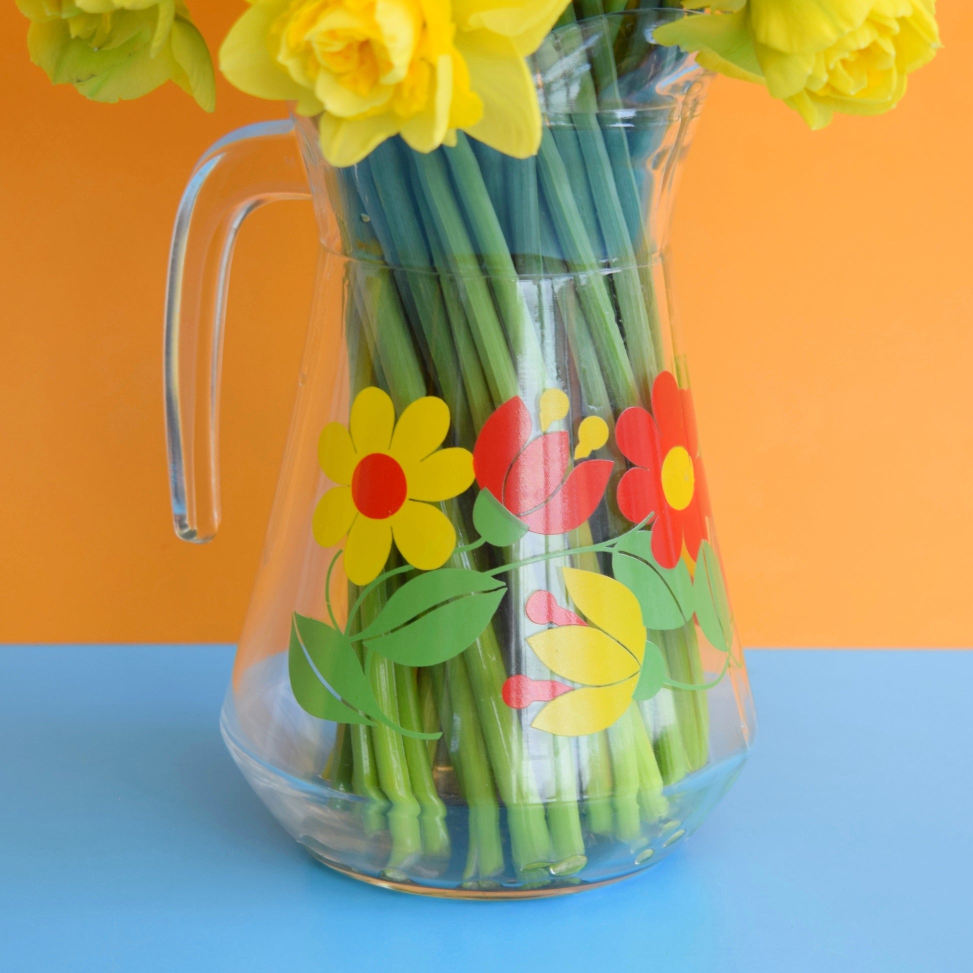 Vintage 1970s Glass Jug - Flower Power - Great For Flowers Too by Pineapple Retro
