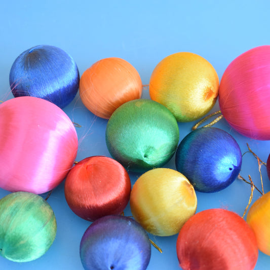 Vintage 1970s Satin Christmas Baubles - Rainbows x19