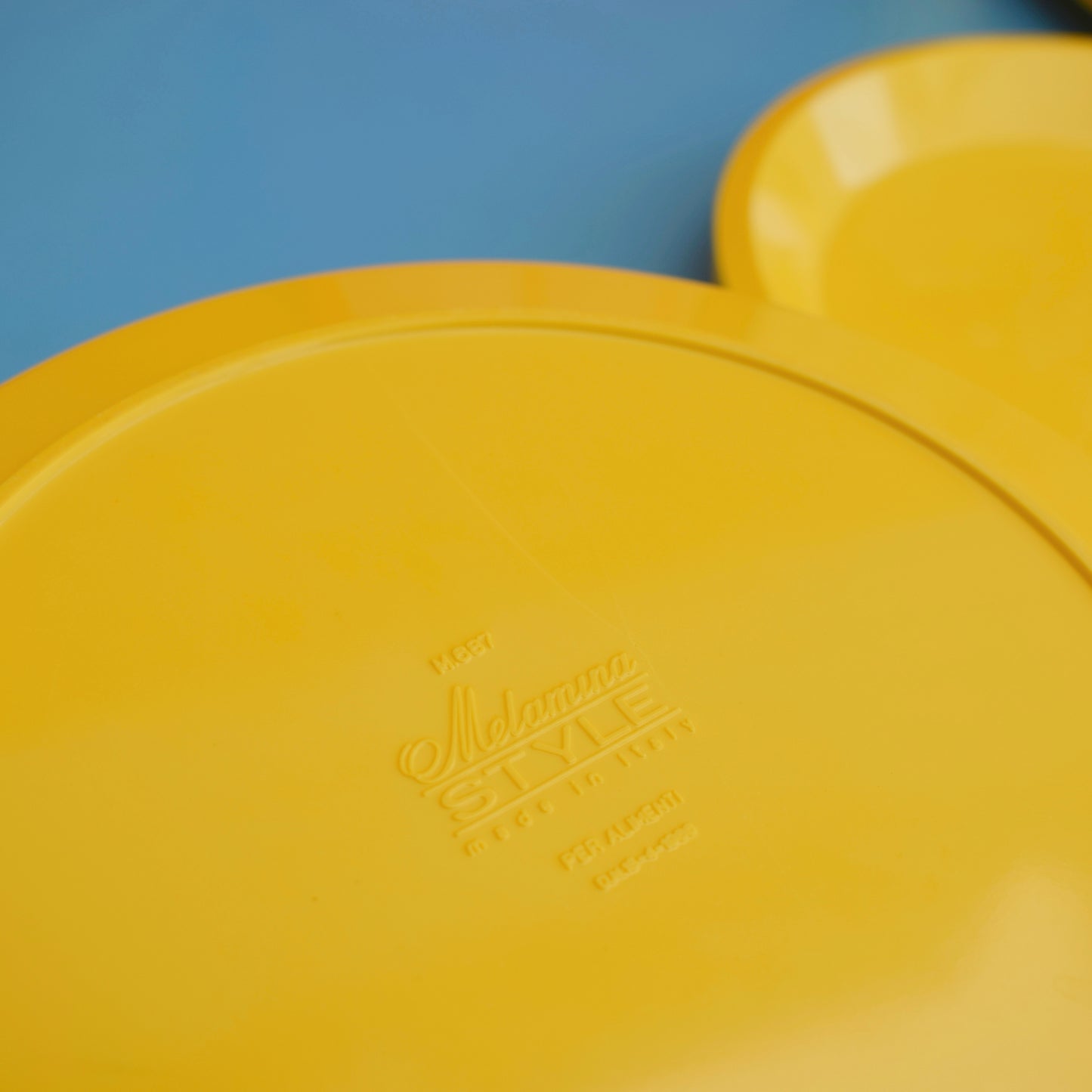 Vintage 1970s Italian Melamine Plastic Plates & Bowls - Canary Yellow . by Pineapple Retro