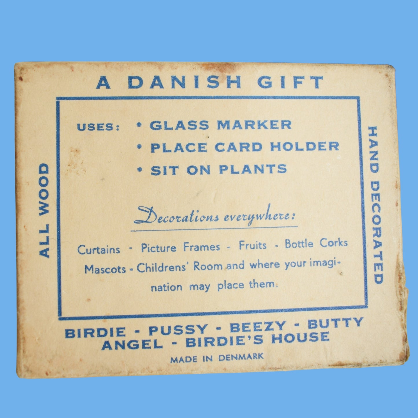 Vintage 1950s Wooden Bird Place Card Holders / Glass Markers