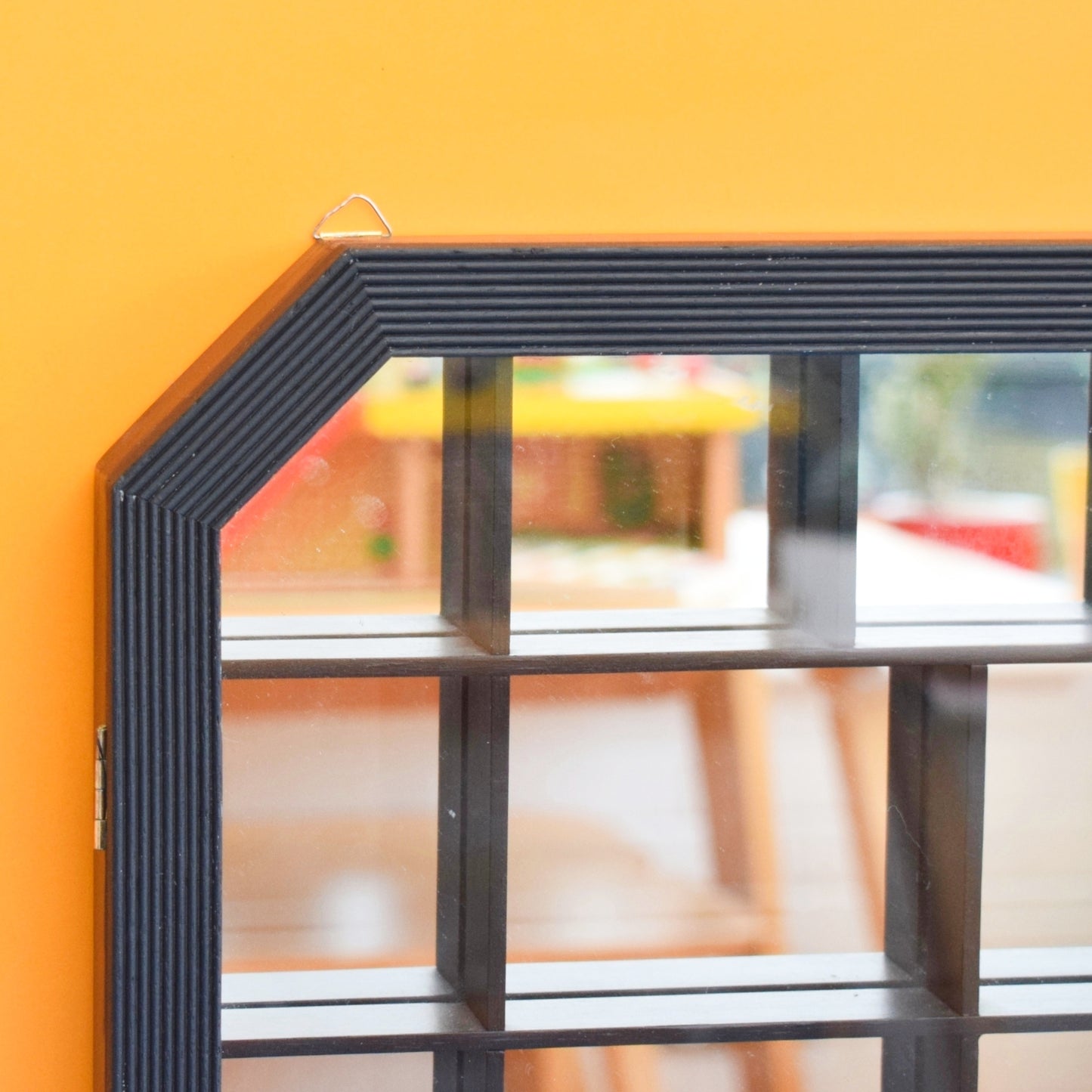 Vintage 1990s Wooden Display Case - Mirrored Back. Black