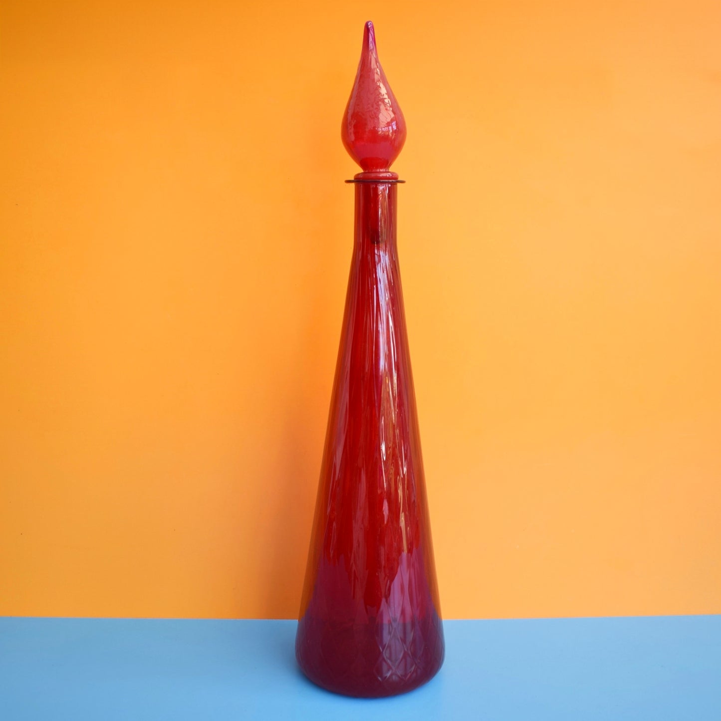 Vintage 1960s Italian Glass Genie Bottle - Red . by Pineapple Retro