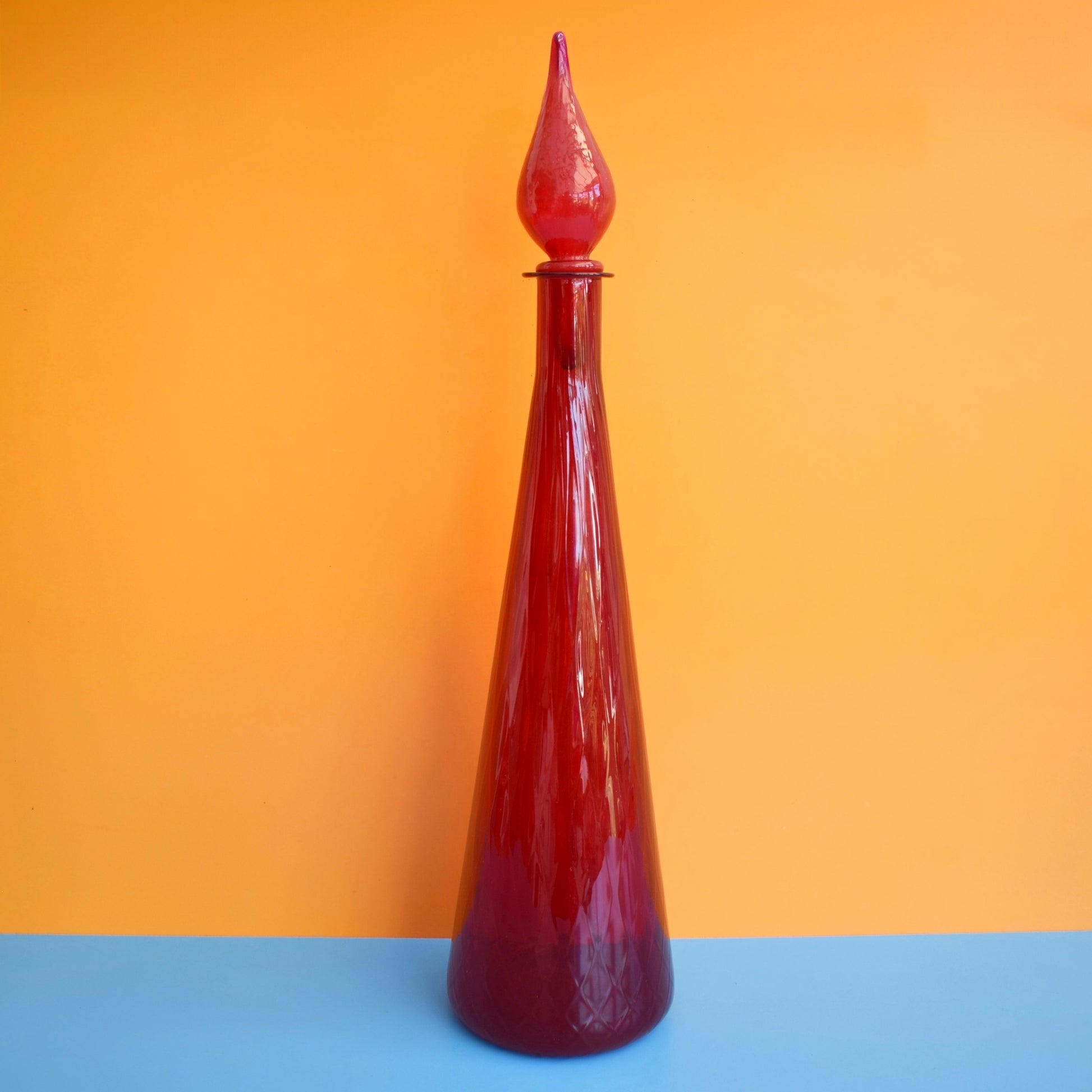 Vintage 1960s Italian Glass Genie Bottle - Red . by Pineapple Retro