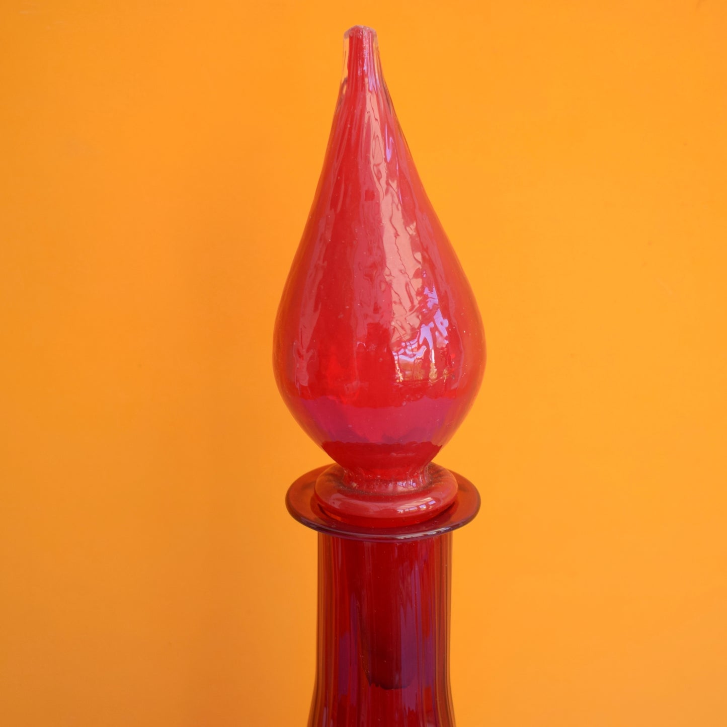 Vintage 1960s Italian Glass Genie Bottle - Red . by Pineapple Retro