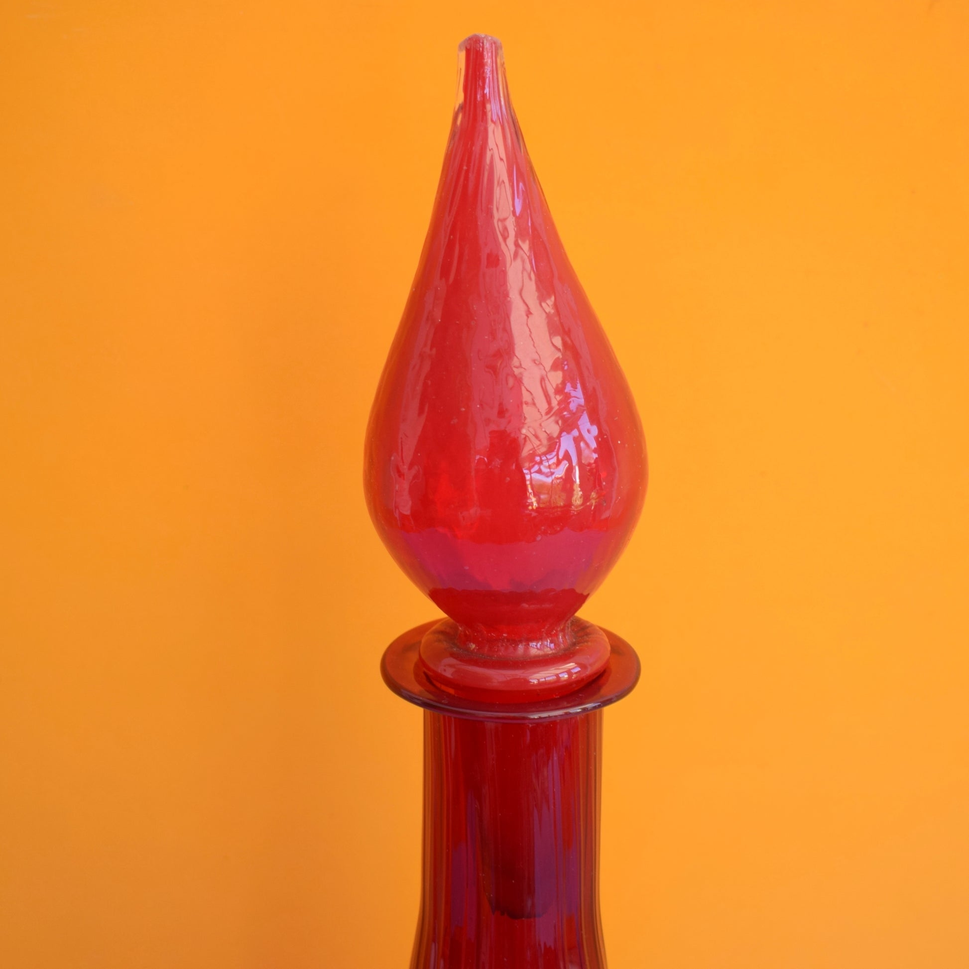 Vintage 1960s Italian Glass Genie Bottle - Red . by Pineapple Retro
