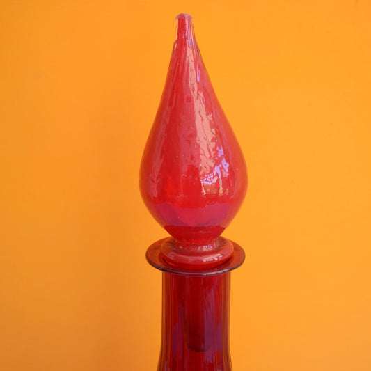 Vintage 1960s Italian Glass Genie Bottle - Red . by Pineapple Retro