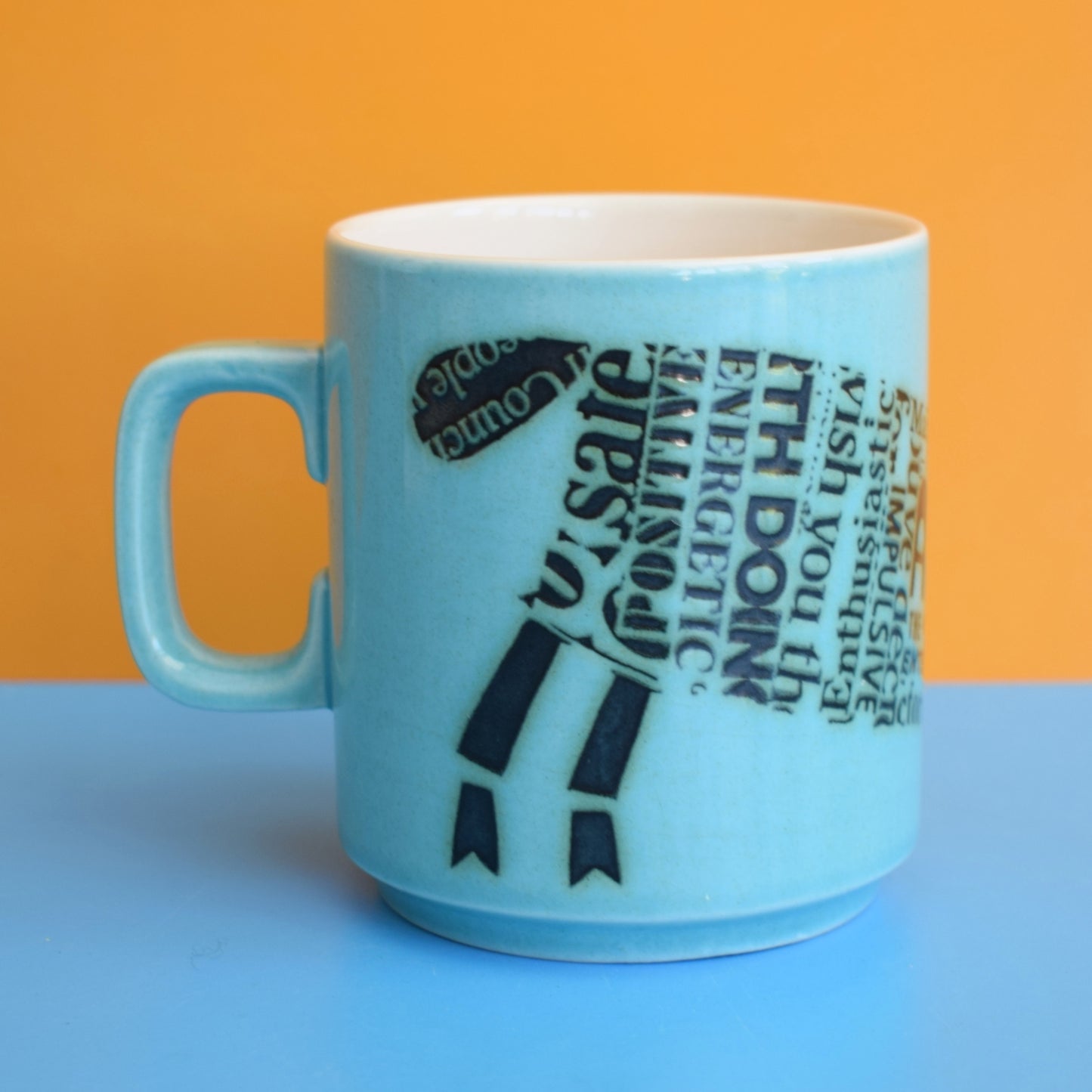 Vintage 1970s Hornsea Zodiac Mug - Aeries - John Clappison - Blue