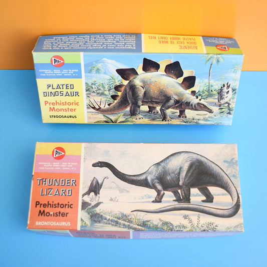 Vintage 1960s Empty Dinosaur Model Boxes x2 - Pyro