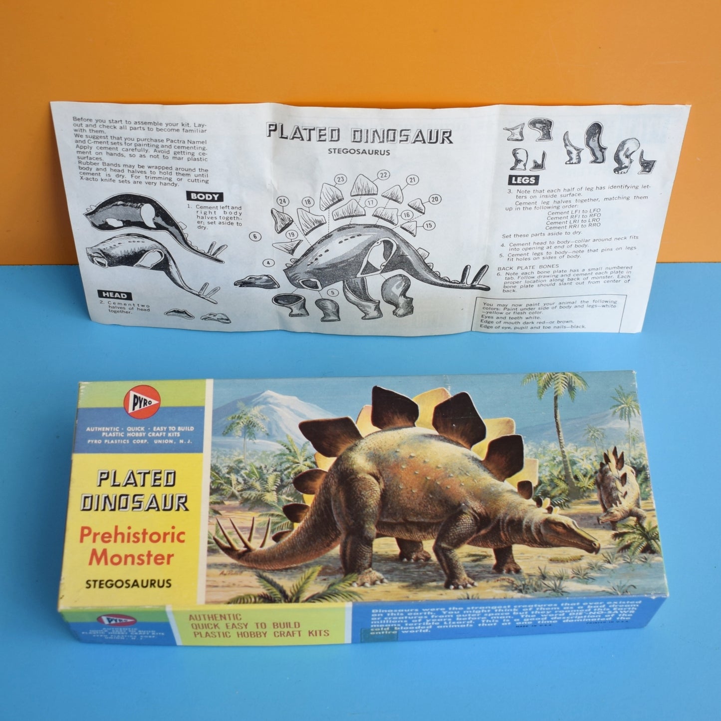 Vintage 1960s Empty Dinosaur Model Boxes x2 - Pyro
