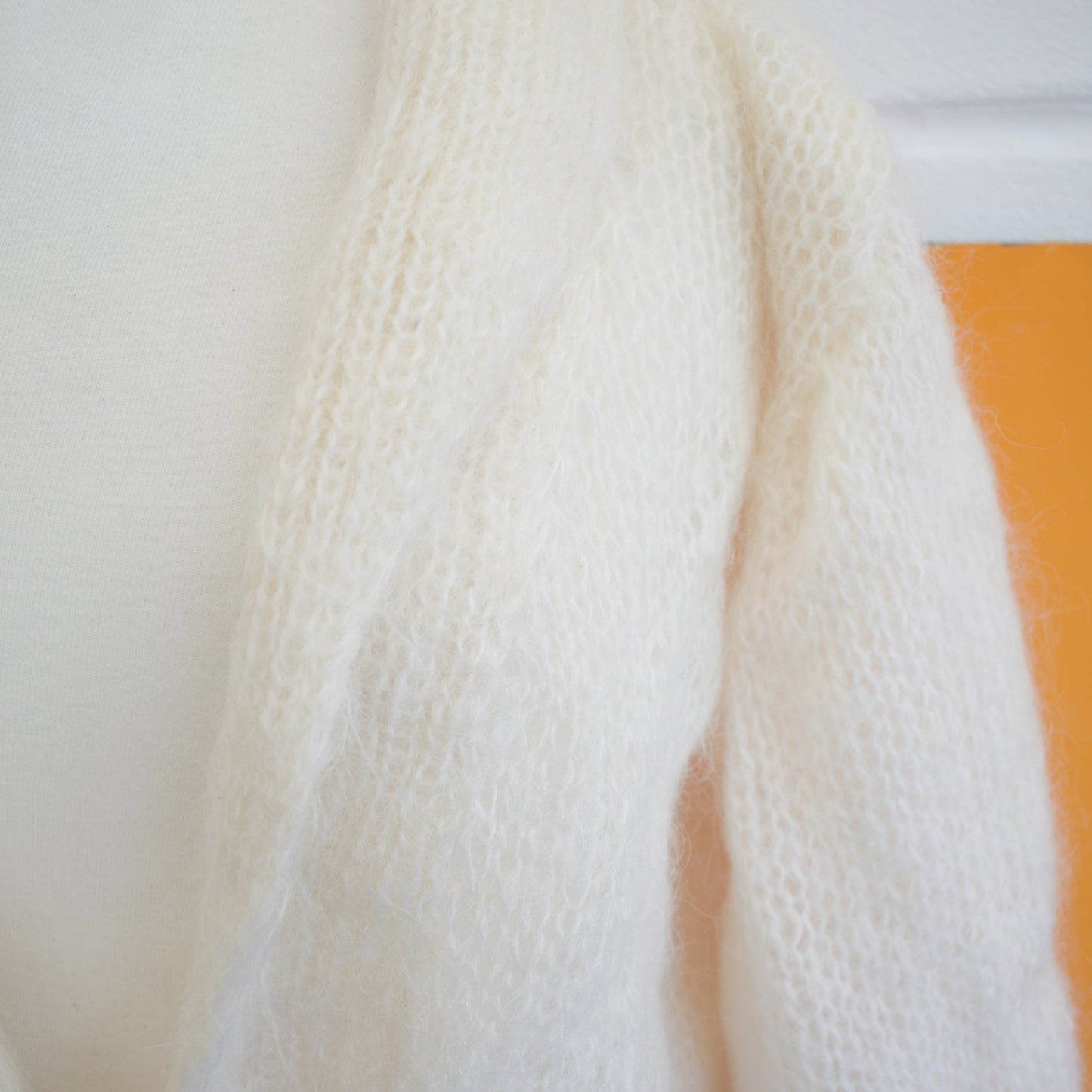 Vintage 1980s Mohair Fluffy Cardigan - One Size - White