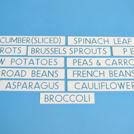 Vintage 1980s Small Plastic Supermarket Signs - Food - Vegetables