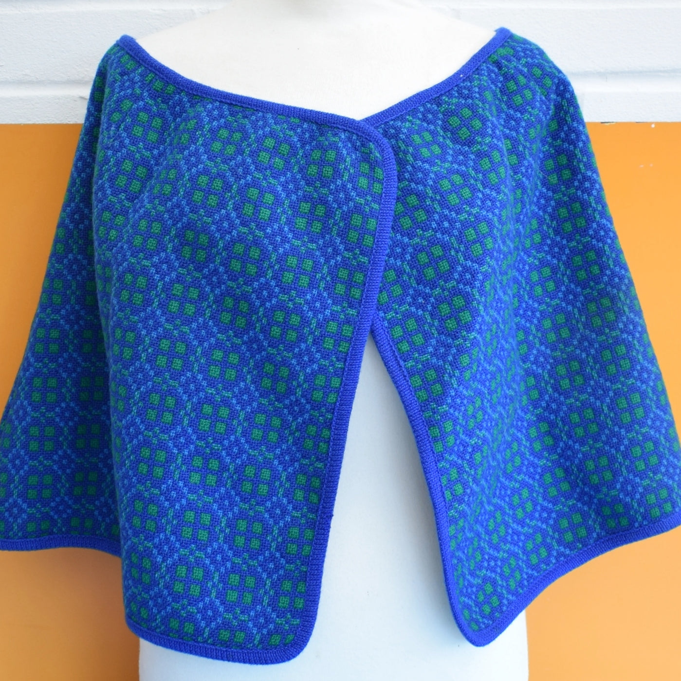 Vintage 1960s Welsh Tapestry Cape/ Skirt - Blue & Green