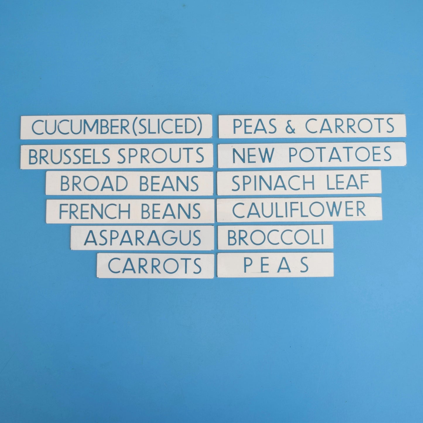Vintage 1980s Small Plastic Supermarket Signs - Food - Vegetables by Pineapple Retro