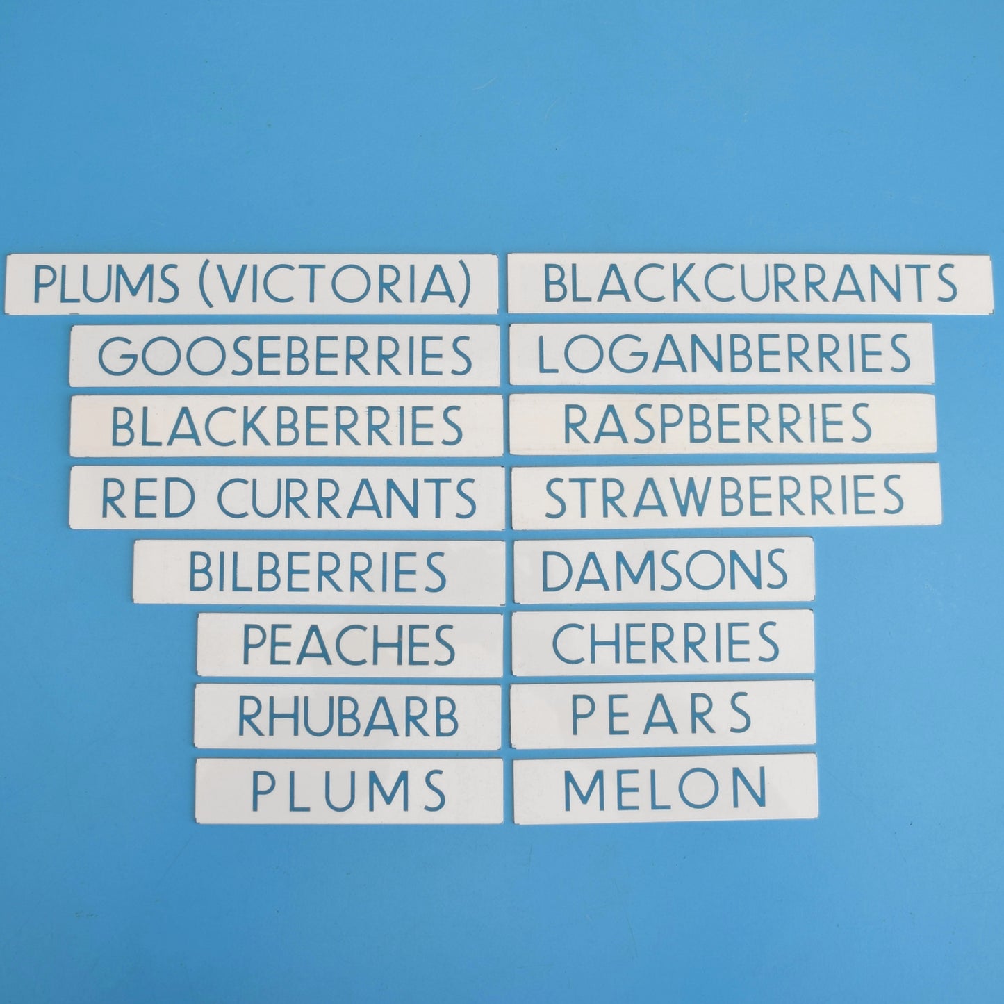 Vintage 1980s Small Plastic Supermarket Signs - Food - Fruit by Pineapple Retro