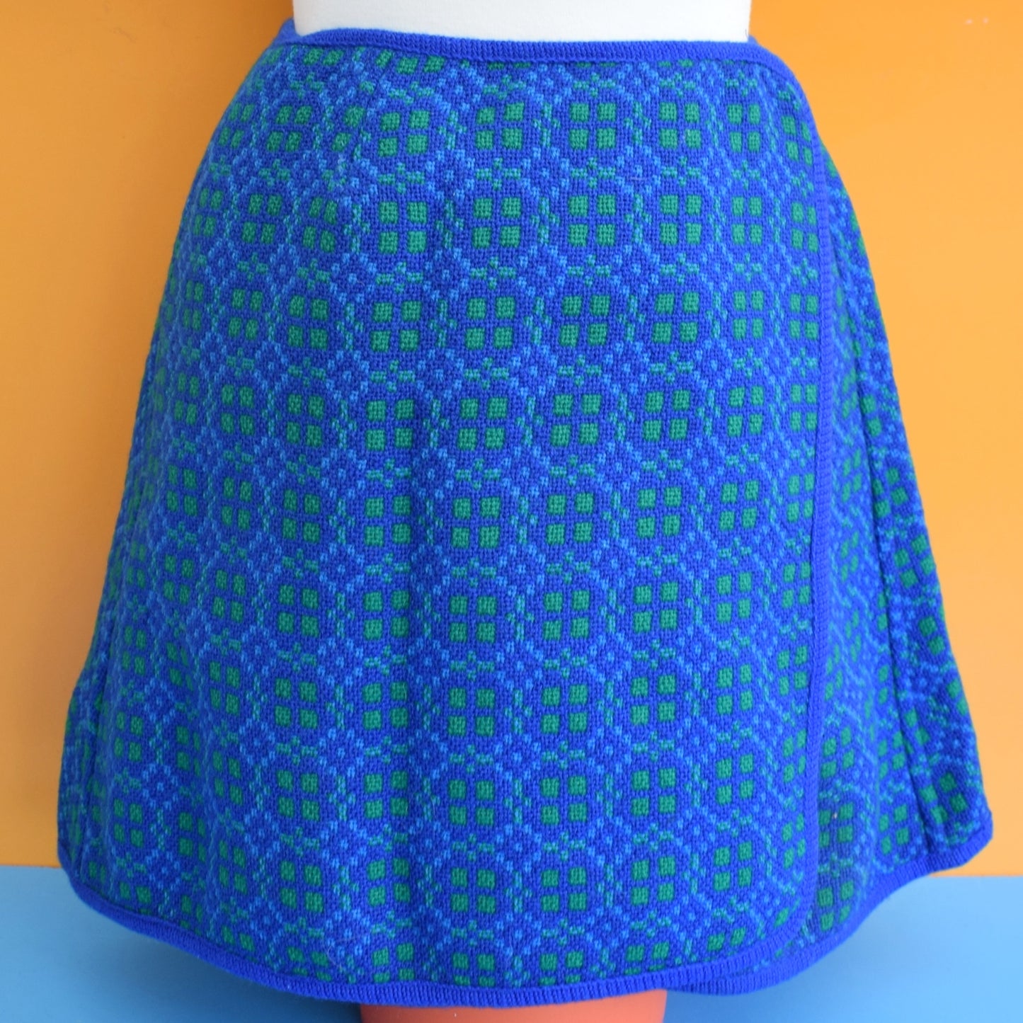 Vintage 1960s Welsh Tapestry Cape/ Skirt - Blue & Green