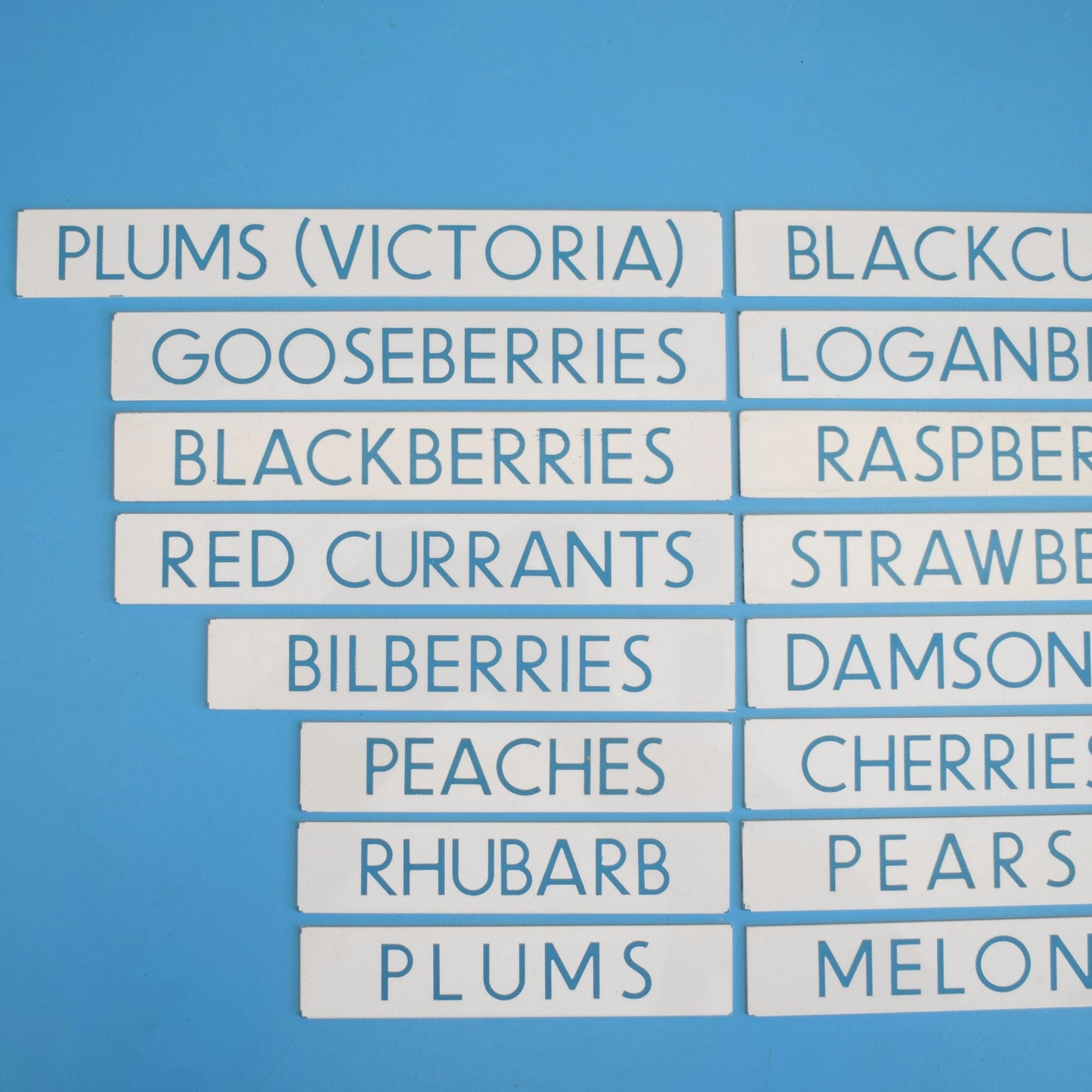 Vintage 1980s Small Plastic Supermarket Signs - Food - Fruit by Pineapple Retro