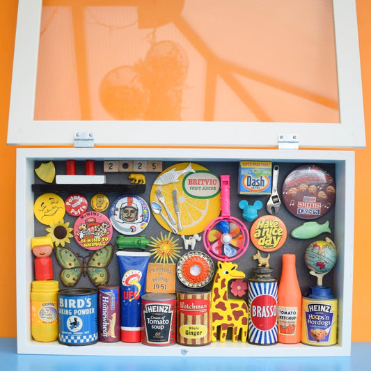 Vintage Mixed Wooden Display Box & Amazing Vintage Contents