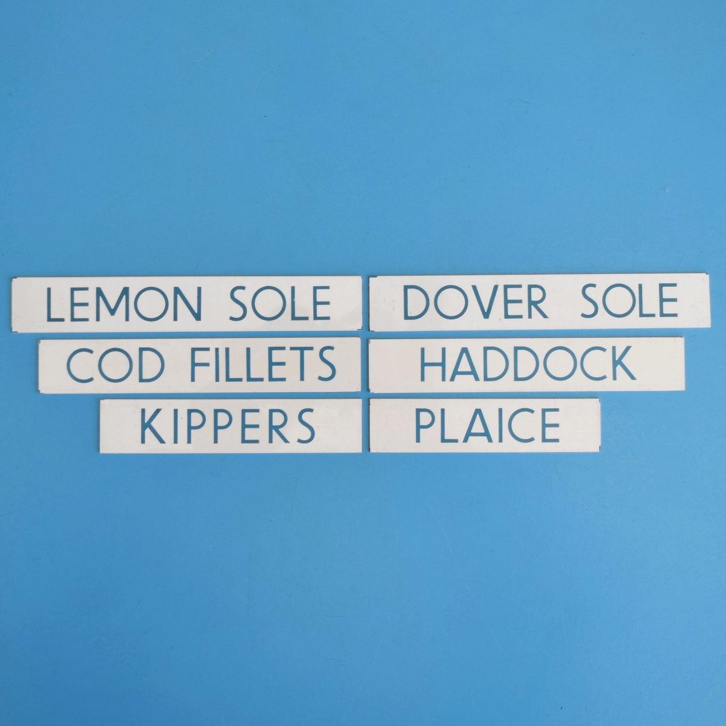 Vintage 1980s Small Plastic Supermarket Signs - Food - Fish by Pineapple Retro