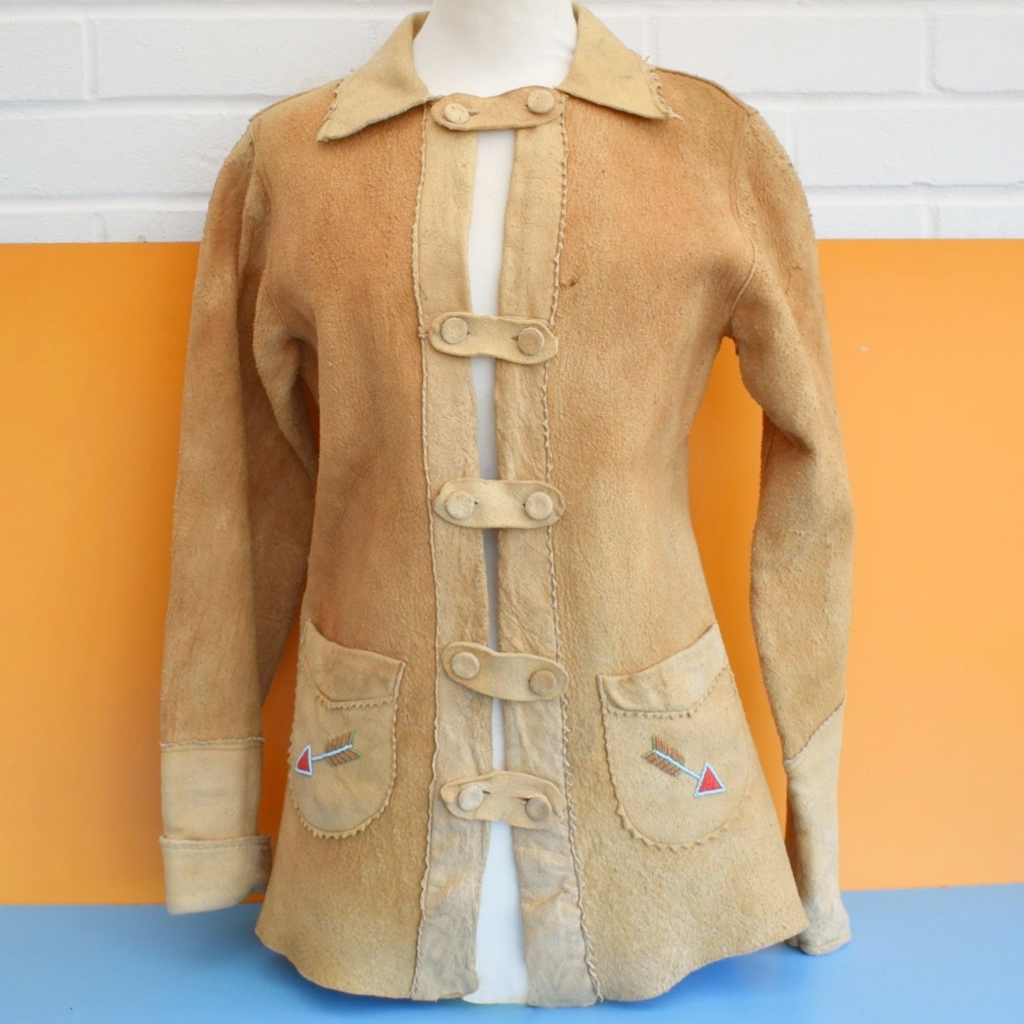 Vintage 1960s Suede, Tasselled, Beaded Jacket - American