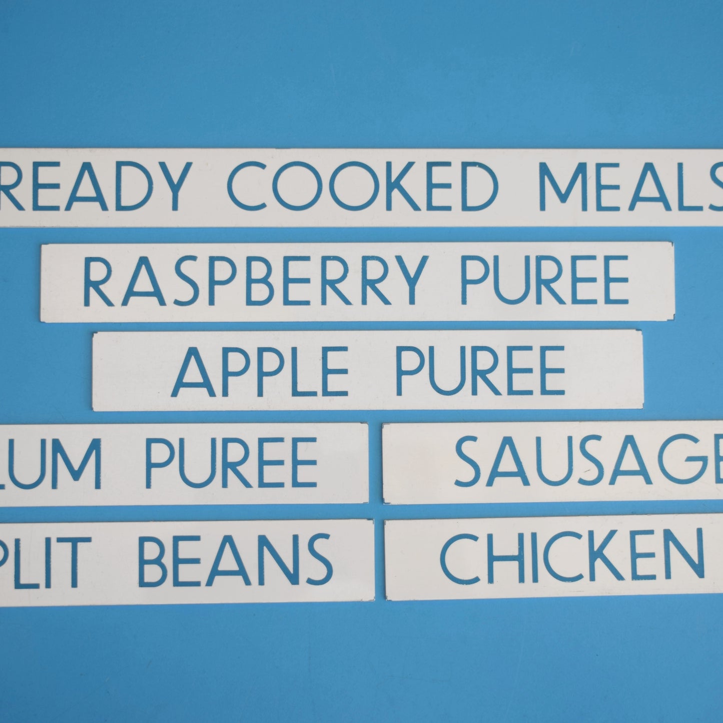 Vintage 1980s Small Plastic Supermarket Signs - Food by Pineapple Retro