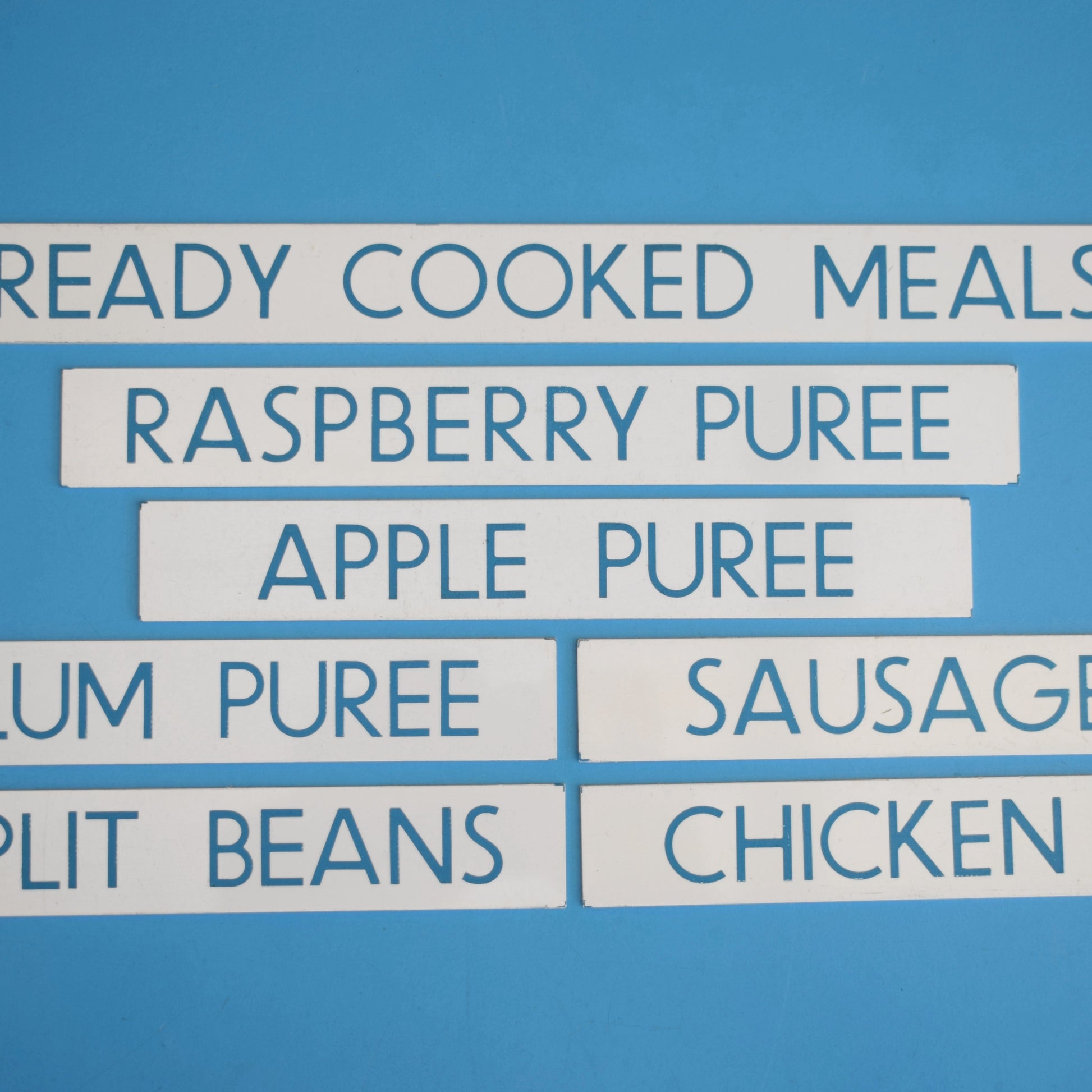 Vintage 1980s Small Plastic Supermarket Signs - Food by Pineapple Retro