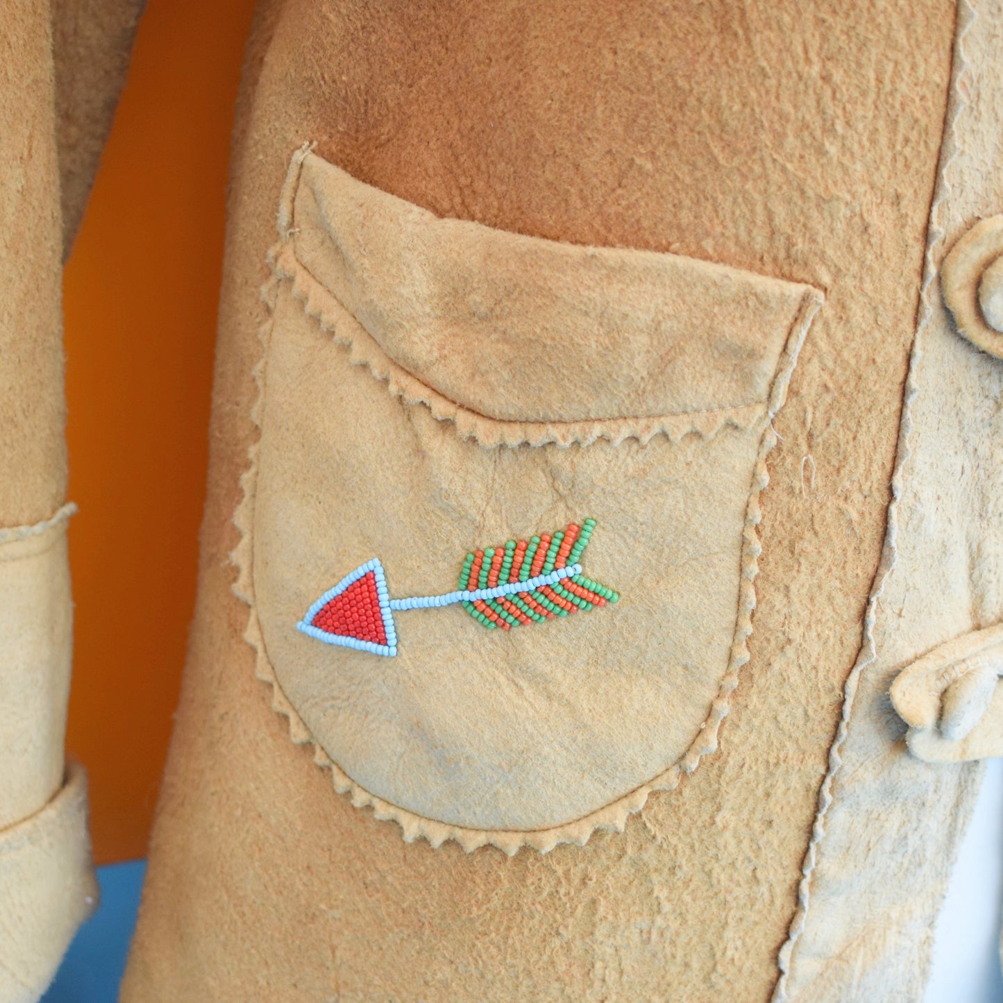 Vintage 1960s Suede, Tasselled, Beaded Jacket - American