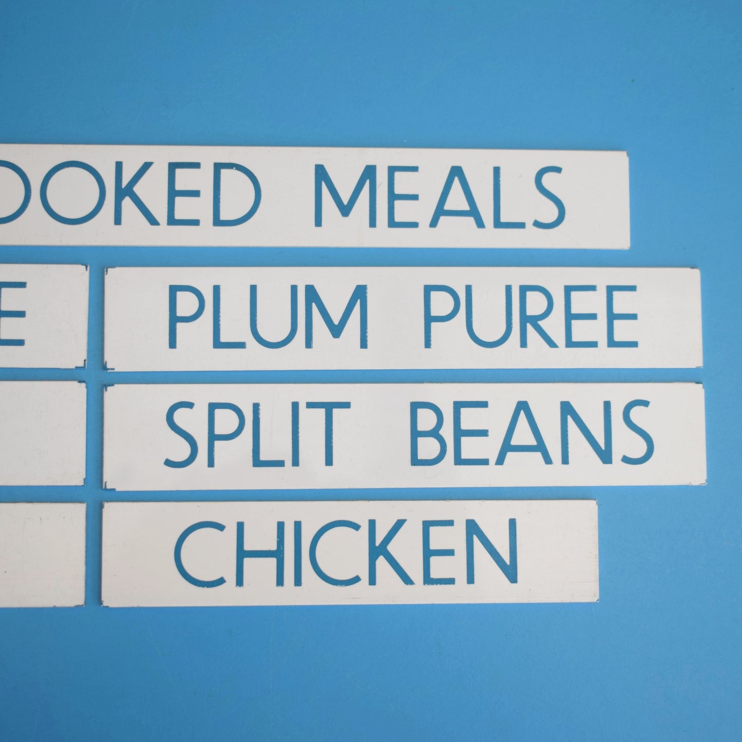 Vintage 1980s Small Plastic Supermarket Signs - Food by Pineapple Retro