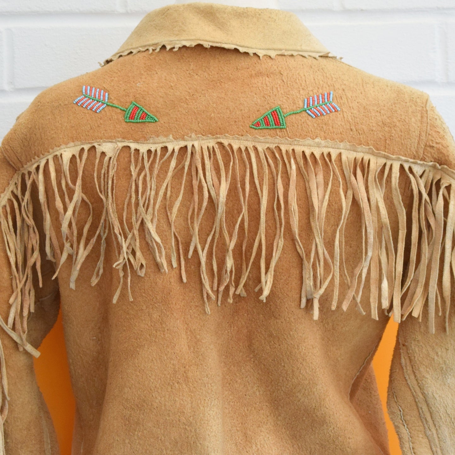 Vintage 1960s Suede, Tasselled, Beaded Jacket - American