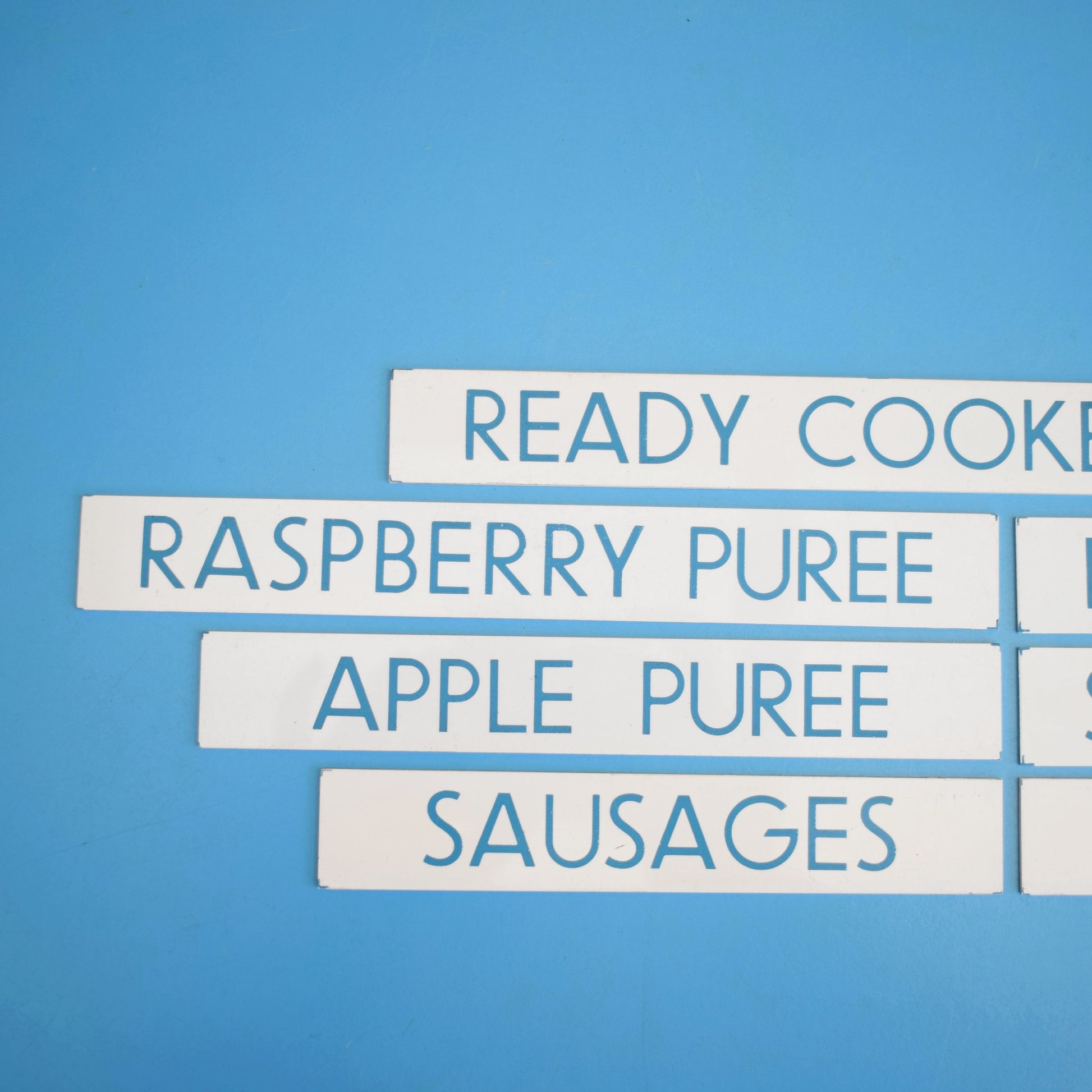 Vintage 1980s Small Plastic Supermarket Signs - Food by Pineapple Retro