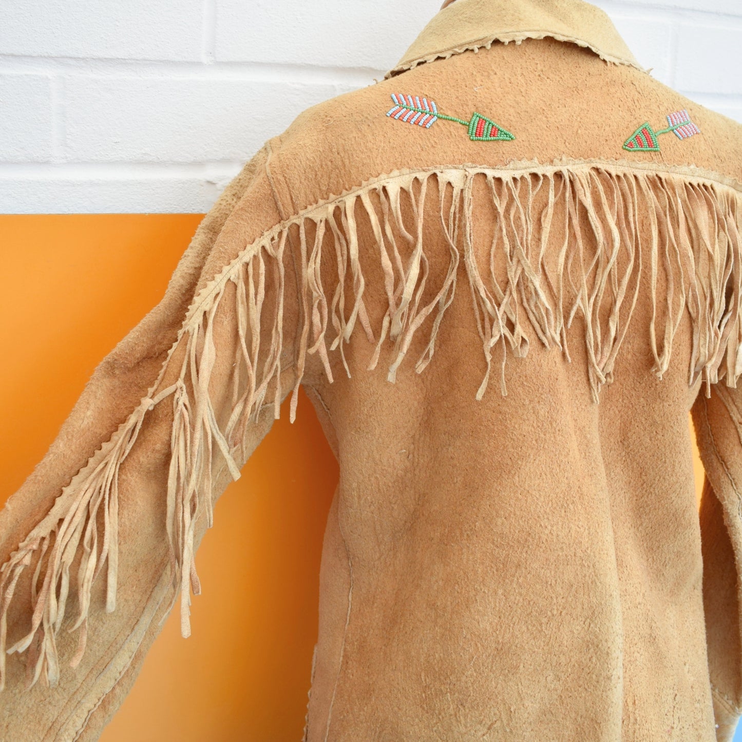 Vintage 1960s Suede, Tasselled, Beaded Jacket - American