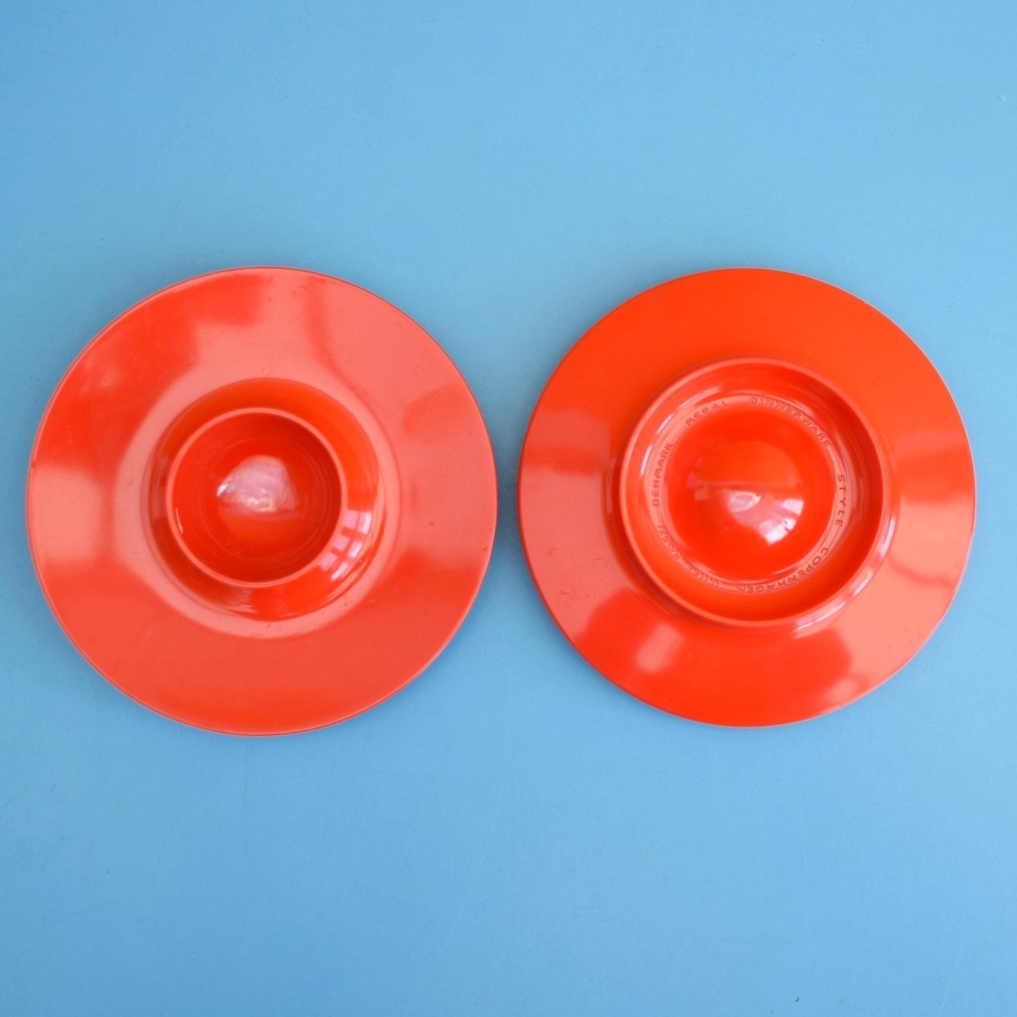 Vintage 1970s Melamine Egg Cups Plastic - Danish Rosti - Orange x2 by Pineapple Retro
