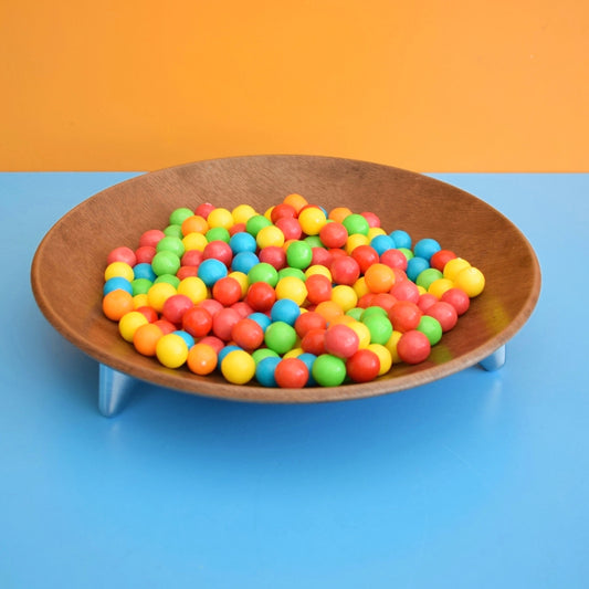 Vintage 1960s Atomic Metal  (Wood Effect) Fruit Bowl .
