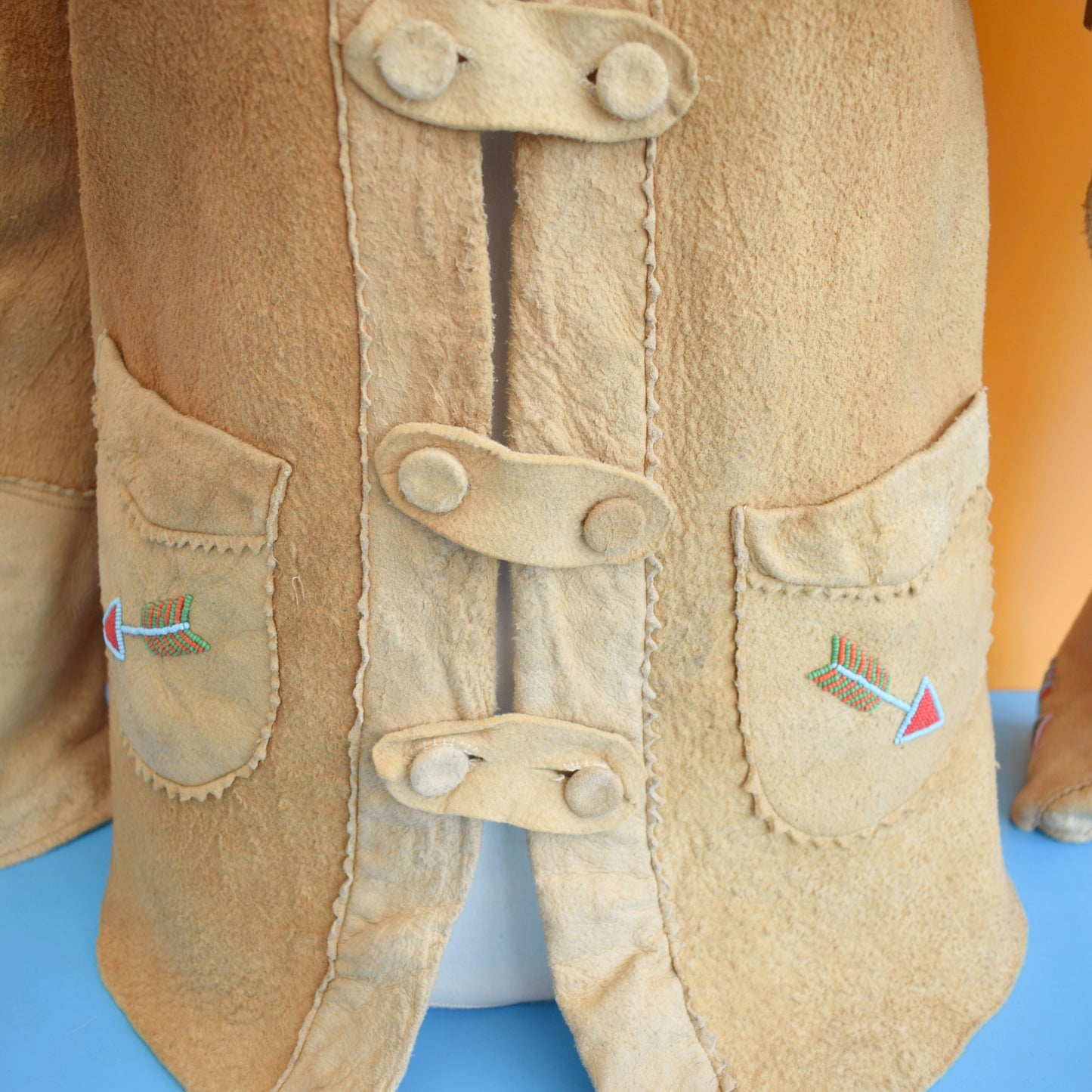 Vintage 1960s Suede, Tasselled, Beaded Jacket - American