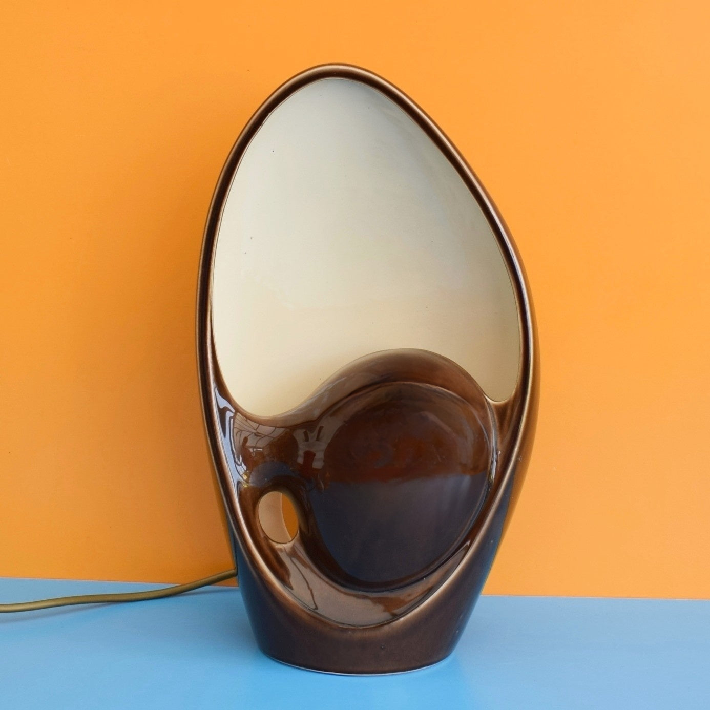 Vintage 1960s Holkham Pottery Table Lamp - Brown by Vintage