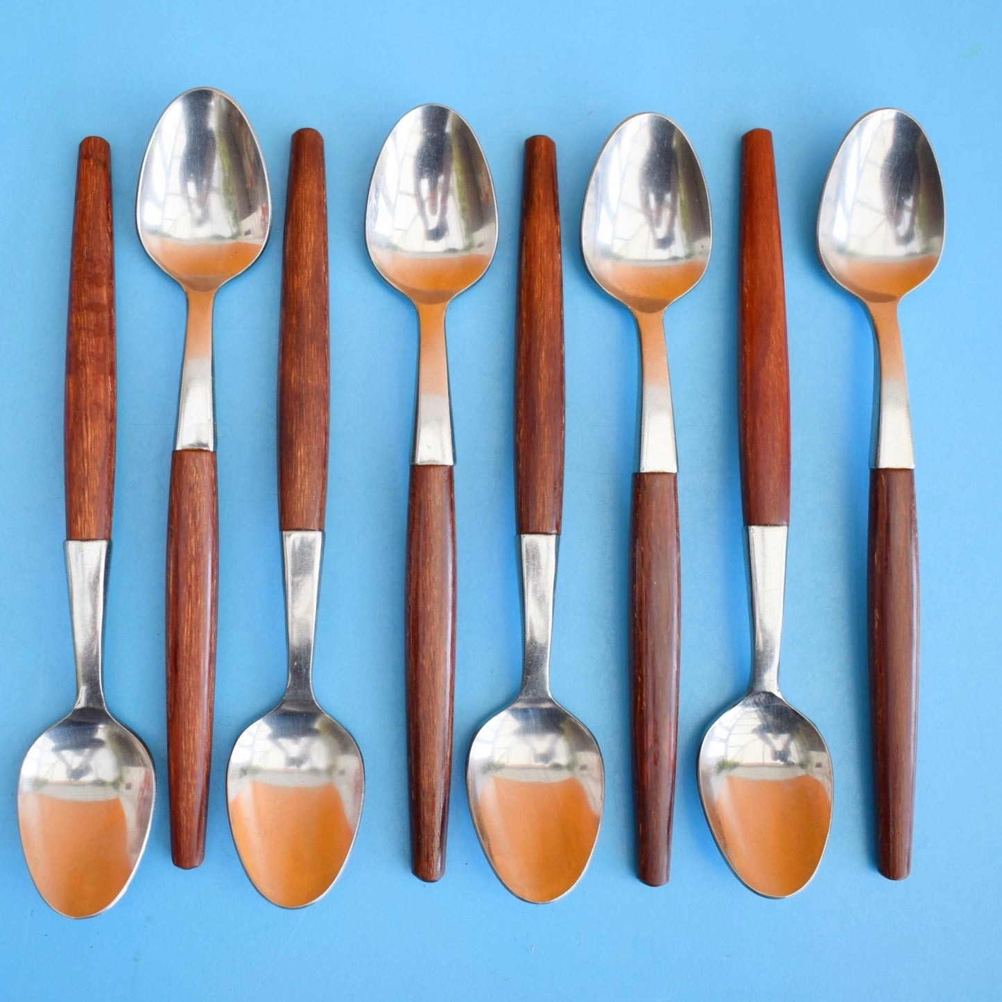 Vintage 1960s Teak Glosswood Cutlery Tea Spoons - Holland